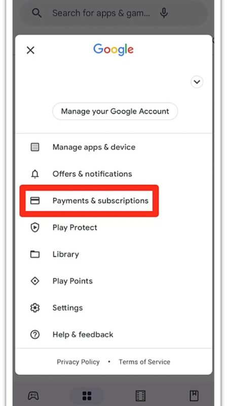 Cancel subscription in Google Play Store