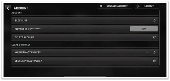 Your account dashboard